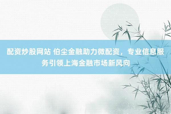 配资炒股网站 伯尘金融助力微配资，专业信息服务引领上海金融市场新风向