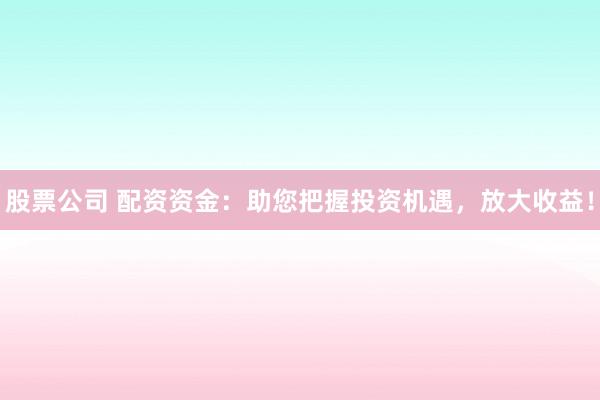 股票公司 配资资金：助您把握投资机遇，放大收益！